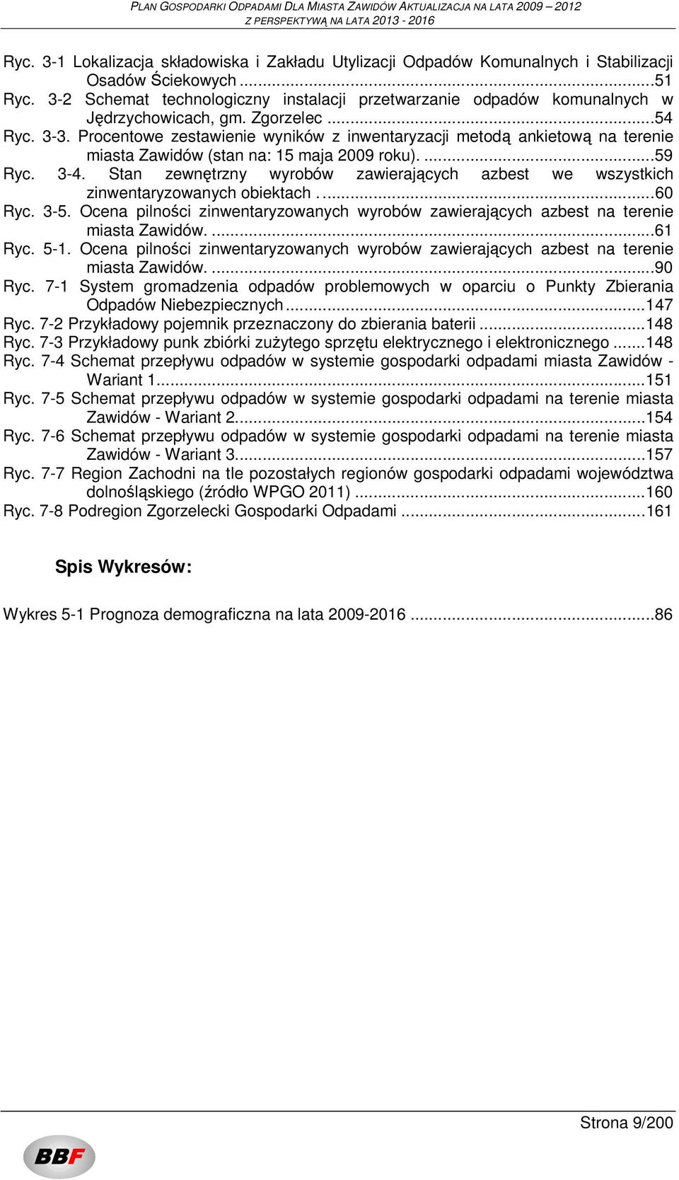 Procentowe zestawienie wyników z inwentaryzacji metodą ankietową na terenie miasta Zawidów (stan na: 15 maja 2009 roku)....59 Ryc. 3-4.