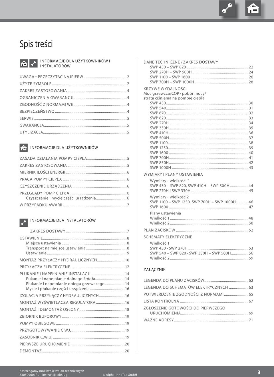 .. PRZEGLĄDY POMP CIEPŁA... Czyszczenie i mycie części urządzenia... W PRZYPADKU AWARII...7 INFORMACJE DLA INSTALATORÓW ZAKRES DOSTAWY...7 USTAWIENIE...8 Miejsce ustawienia.
