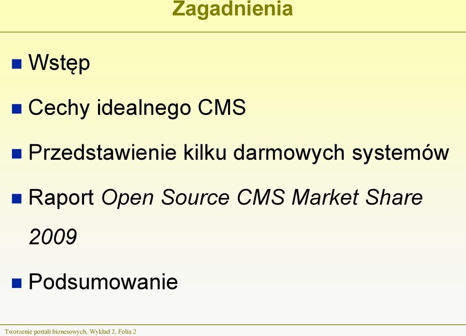 Raport Open Source CMS Market Share 2009