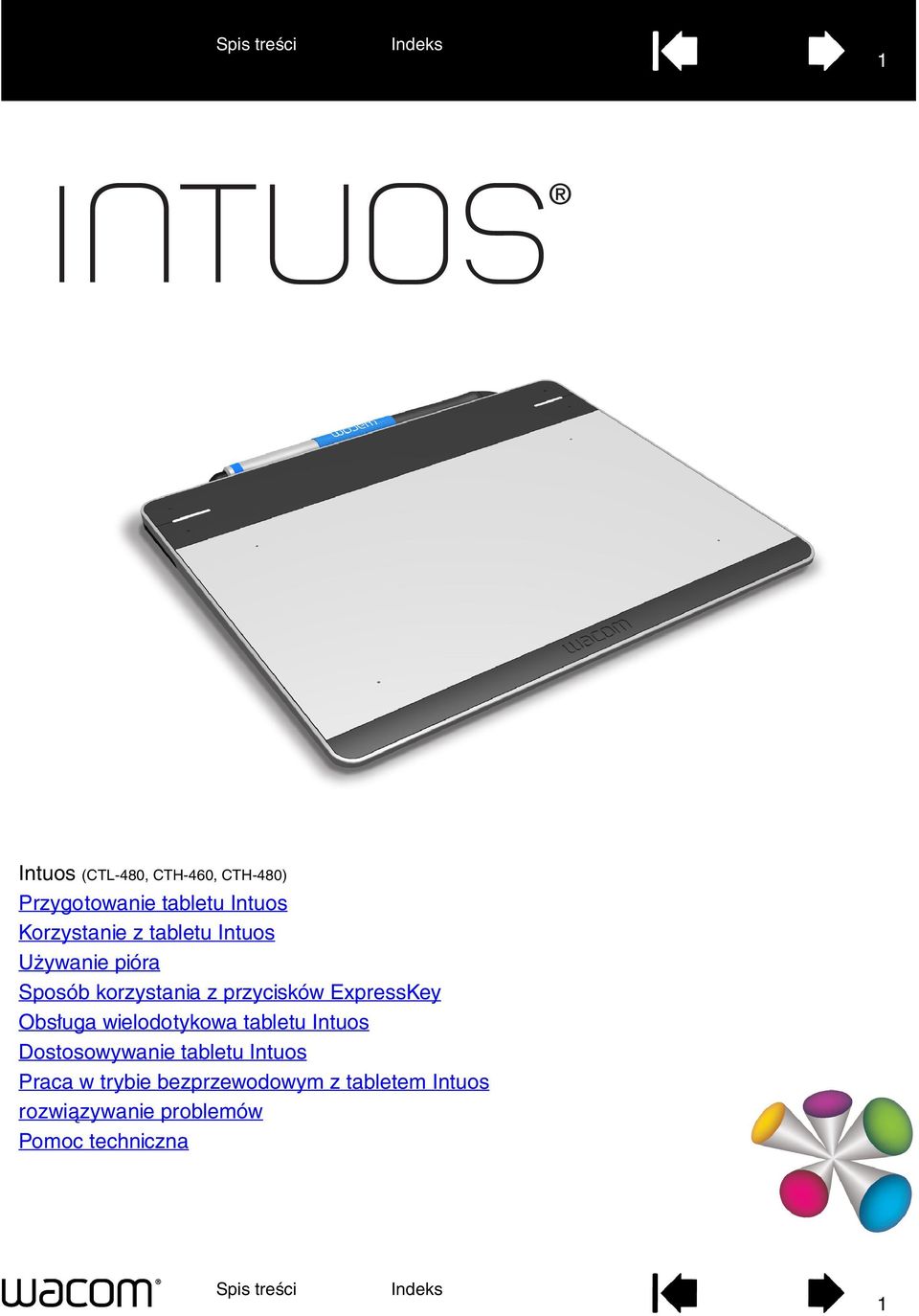 Obsługa wielodotykowa tabletu Intuos Dostosowywanie tabletu Intuos Praca w
