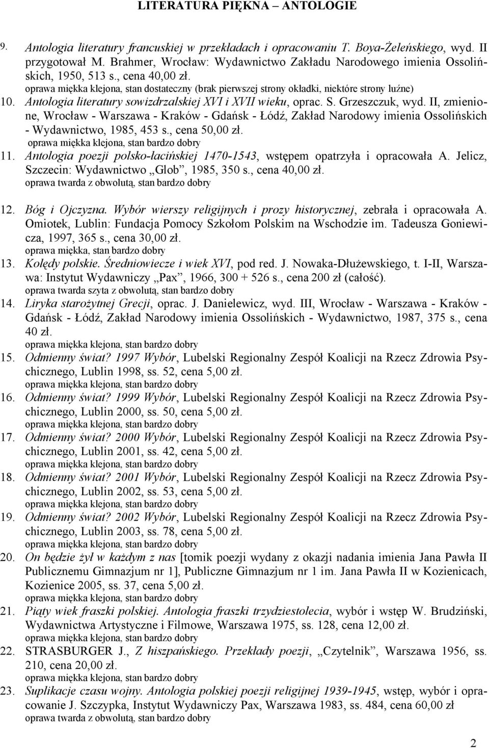 Antologia literatury sowizdrzalskiej XVI i XVII wieku, oprac. S. Grzeszczuk, wyd.