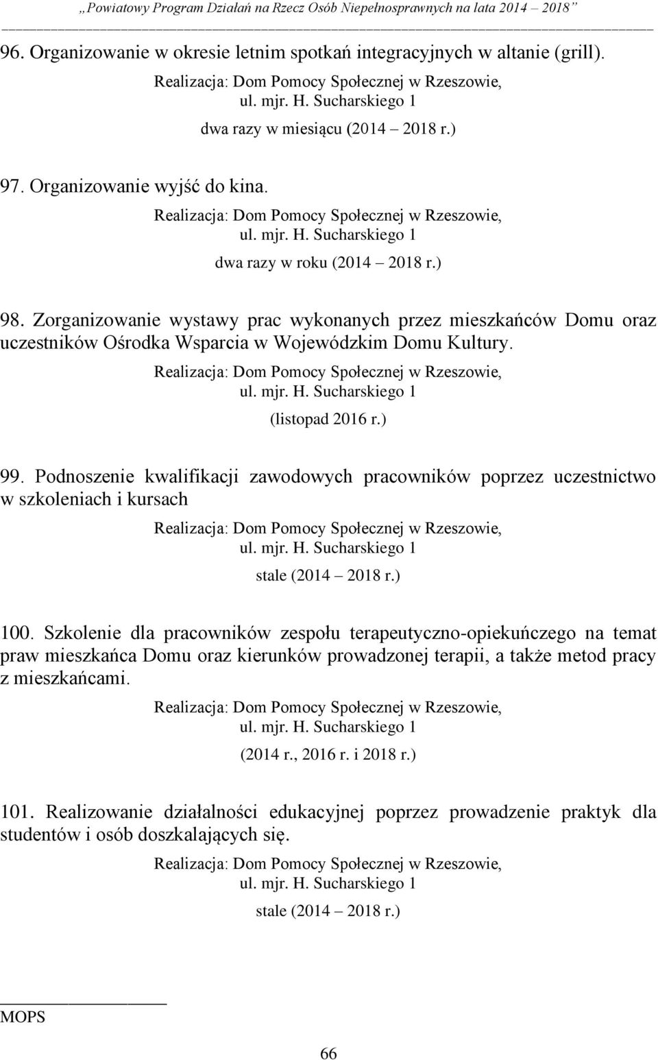 Podnoszenie kwalifikacji zawodowych pracowników poprzez uczestnictwo w szkoleniach i kursach ul. mjr. H. Sucharskiego 1 100.