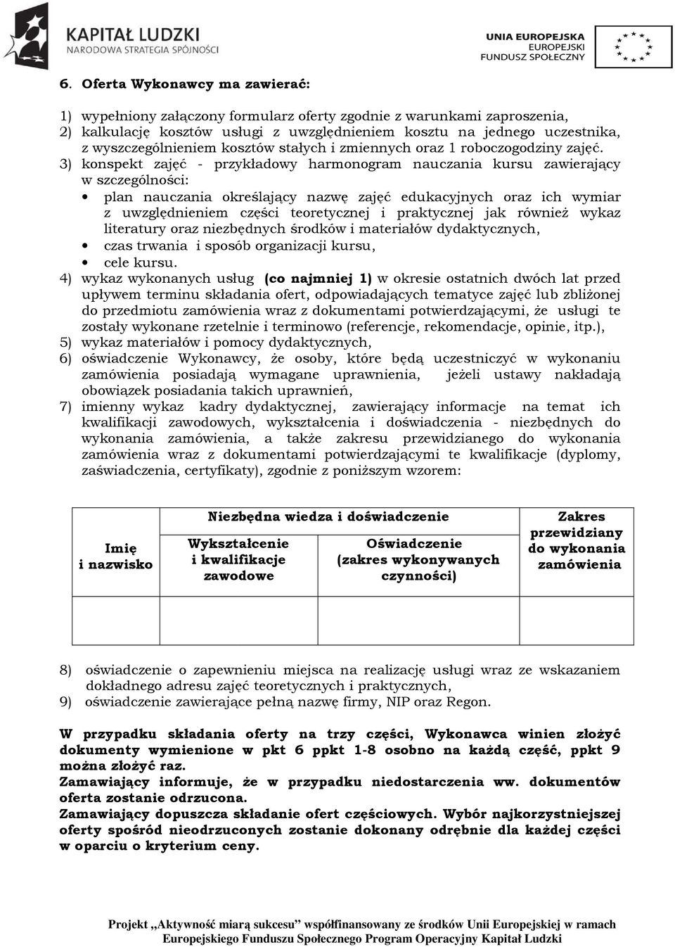 3) konspekt zajęć - przykładowy harmonogram nauczania kursu zawierający w szczególności: plan nauczania określający nazwę zajęć edukacyjnych oraz ich wymiar z uwzględnieniem części teoretycznej i