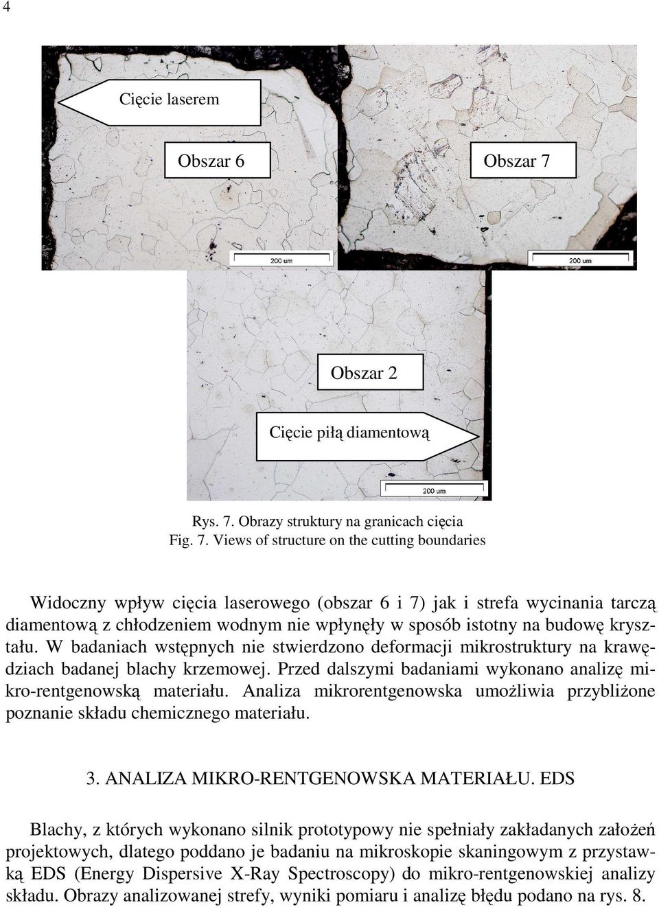 Obrazy struktury na granicach cięcia Fig. 7.