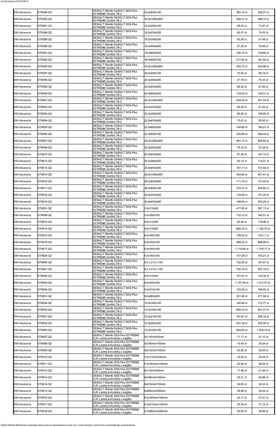 Akcesoria DT9592-QZ 18,0x800x750 277,93 zł 341,85 zł DW Akcesoria DT9593-QZ 18,0x1000x950 352,75 zł 433,88 zł DW Akcesoria DT9597-QZ 20,0x200x150 70,55 zł 86,78 zł DW Akcesoria DT9598-QZ 20,0x300x250