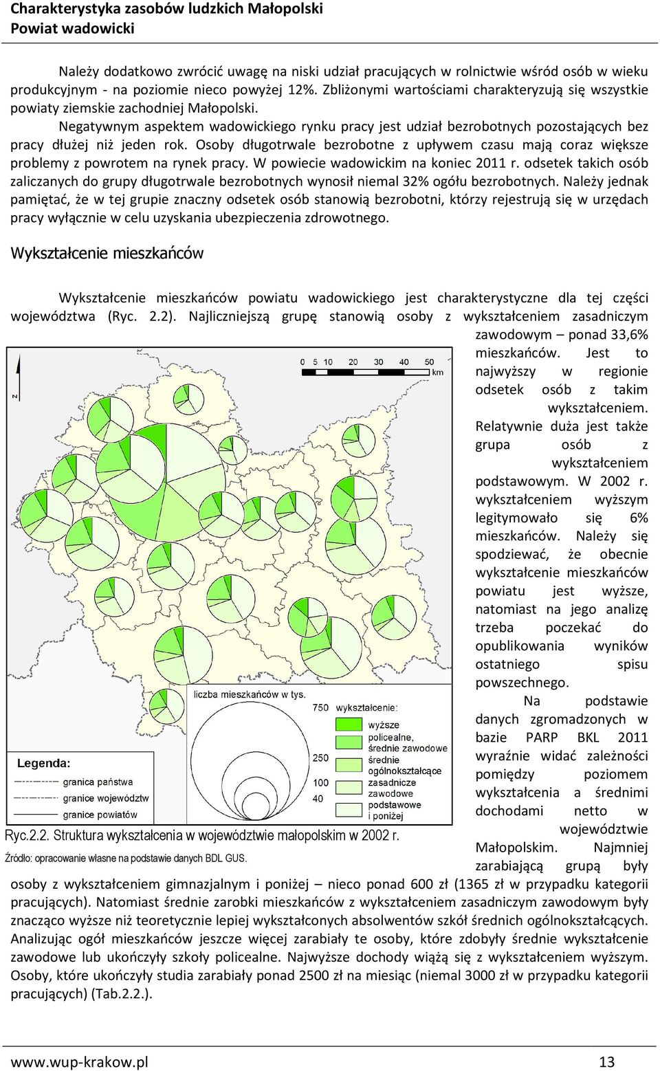 Negatywnym aspektem wadowickiego rynku pracy jest udział bezrobotnych pozostających bez pracy dłużej niż jeden rok.