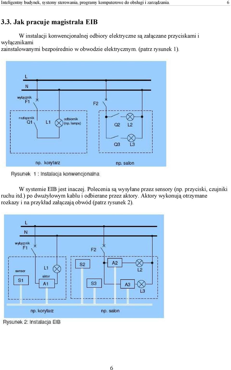 zainstalowanymi bezpośrednio w obwodzie elektrycznym. (patrz rysunek 1). W systemie EIB jest inaczej.