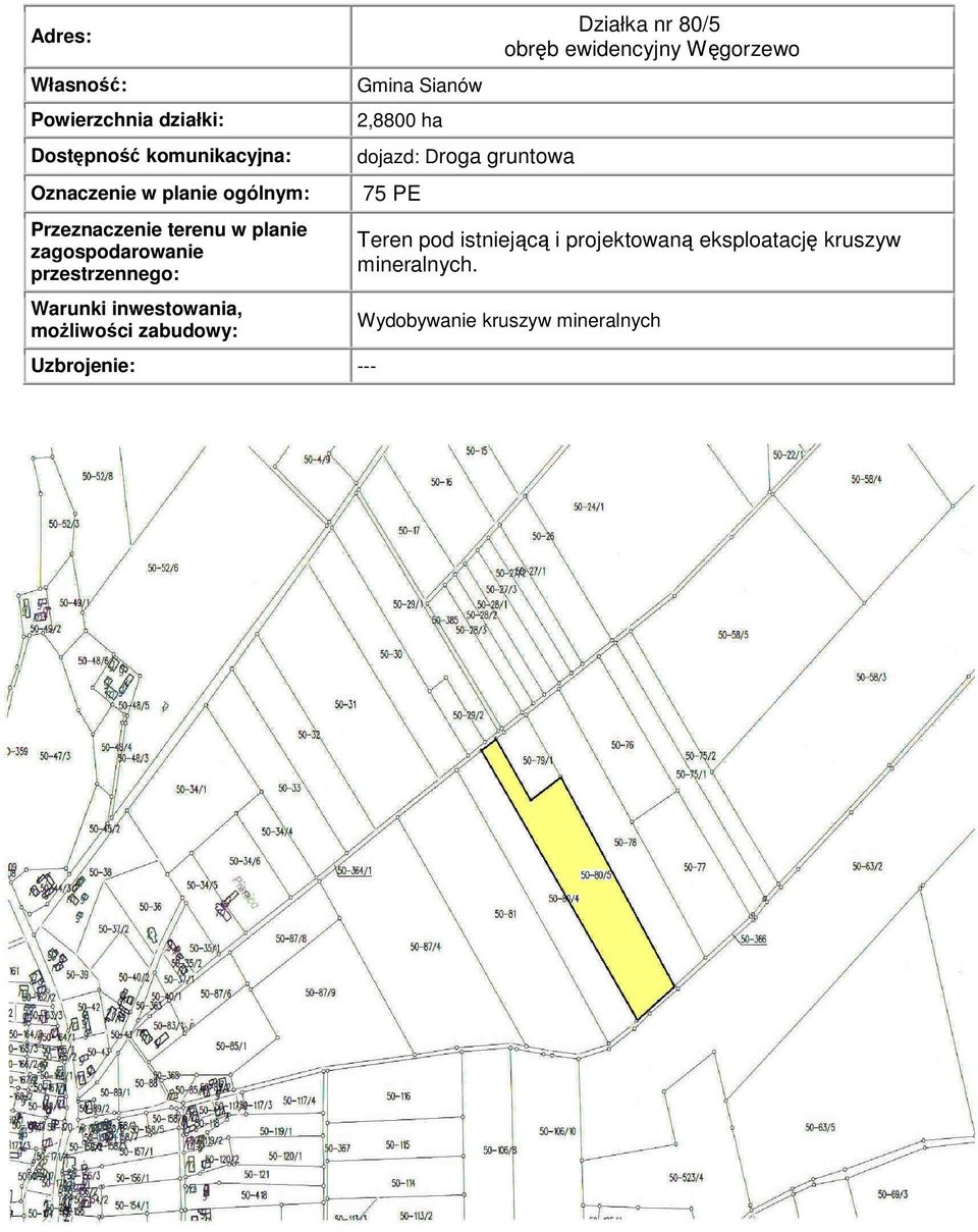 ewidencyjny Węgorzewo Teren pod istniejącą i projektowaną