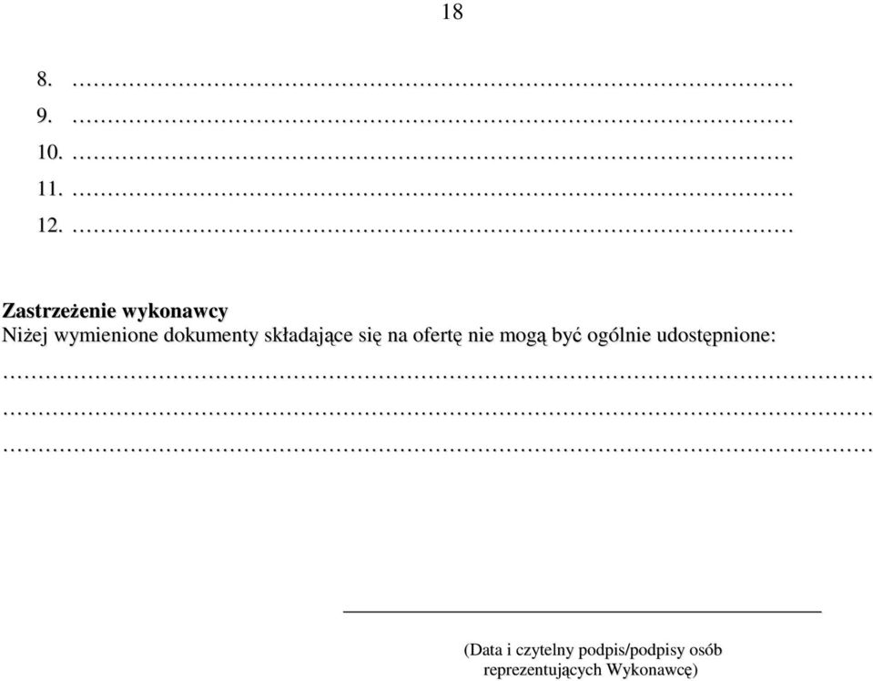 dokumenty składające się na ofertę nie mogą być