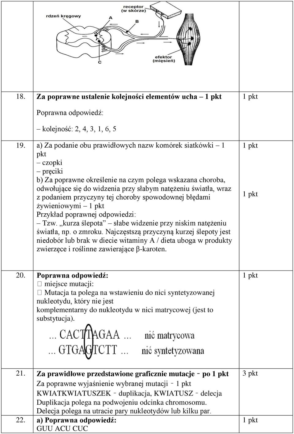 podaniem przyczyny tej choroby spowodownej błędami żywieniowymi Przykład poprawnej odpowiedzi: Tzw. kurza ślepota słabe widzenie przy niskim natężeniu światła, np. o zmroku.