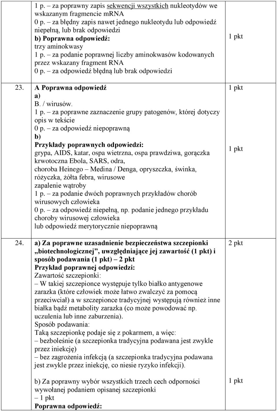 za poprawne zaznaczenie grupy patogenów, której dotyczy opis w tekście 0 p.