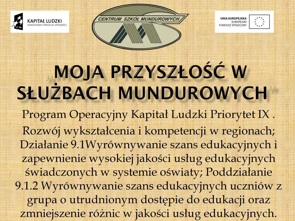 1Wyrównywanie szans edukacyjnych i zapewnienie wysokiej jakości usług edukacyjnych