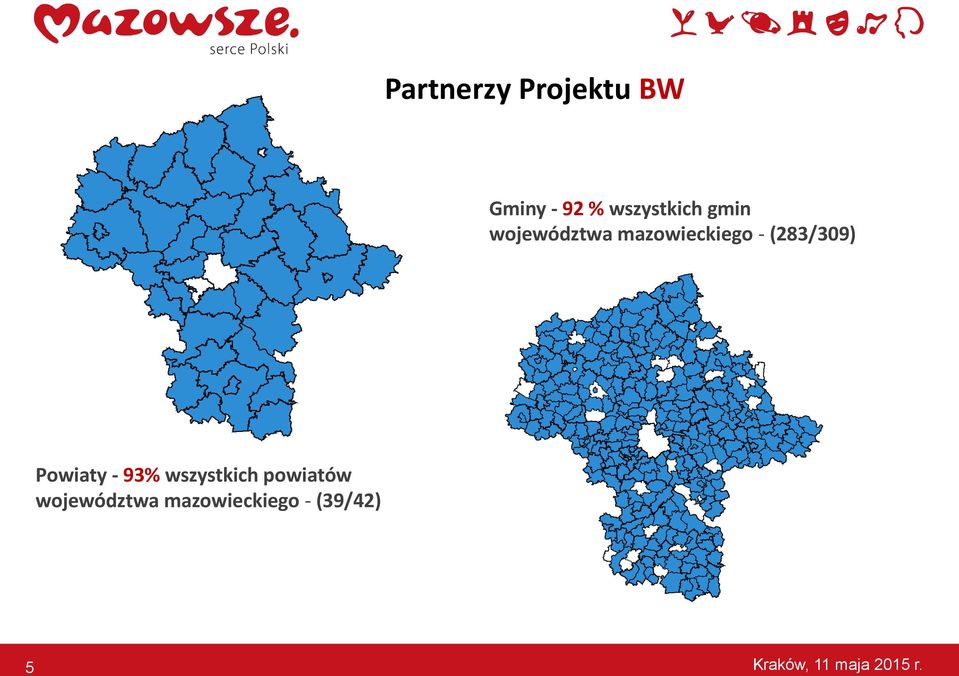 mazowieckiego - (283/309) Powiaty - 93%