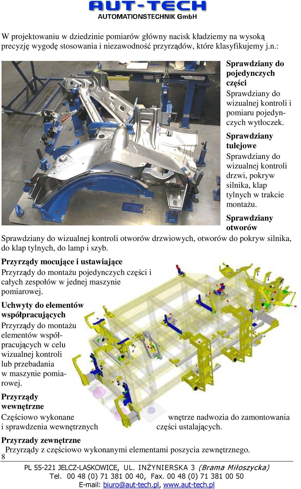 Sprawdziany tulejowe Sprawdziany do wizualnej kontroli drzwi, pokryw silnika, klap tylnych w trakcie montaŝu.