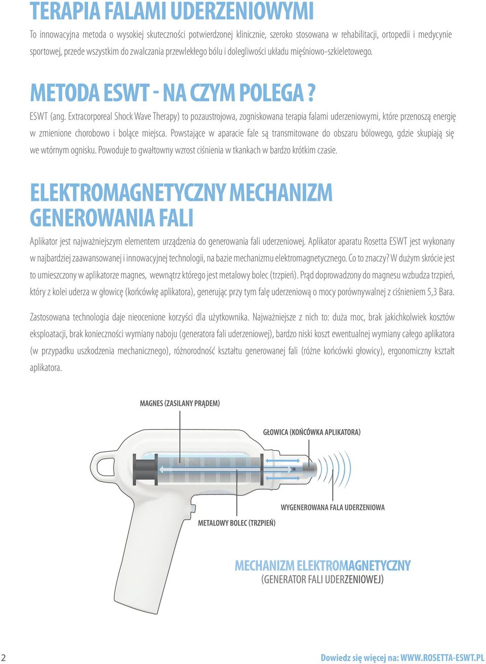 Extracorporeal Shock Wave Therapy) to pozaustrojowa, zogniskowana terapia falami uderzeniowymi, które przenoszą energię w zmienione chorobowo i bolące miejsca.