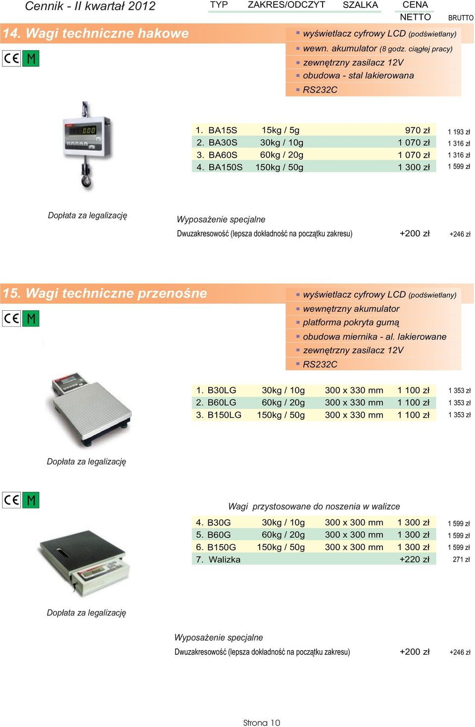 Wagi techniczne przenoœne wyœwietlacz cyfrowy LCD (podœwietlany) wewnêtrzny akumulator platforma pokryta gum¹ obudowa miernika - al.