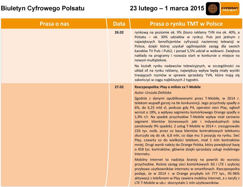 Zwiększa nakłady na programy i rozważa start w konkursie o miejsce na nowym multipleksie.