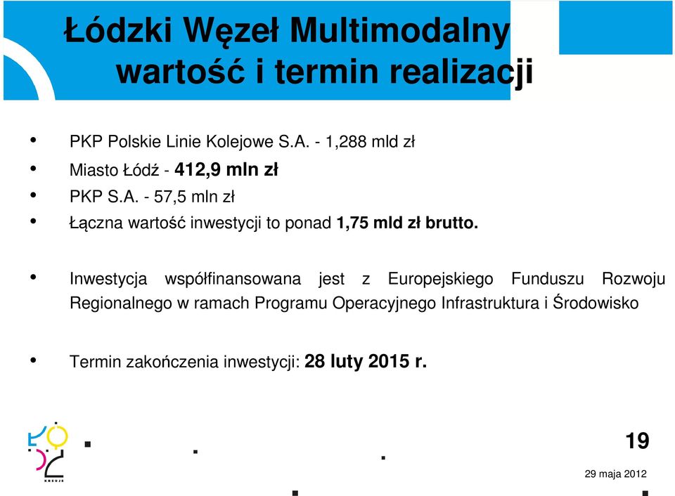 - 57,5 mln zł Łączna wartość inwestycji to ponad 1,75 mld zł brutto.