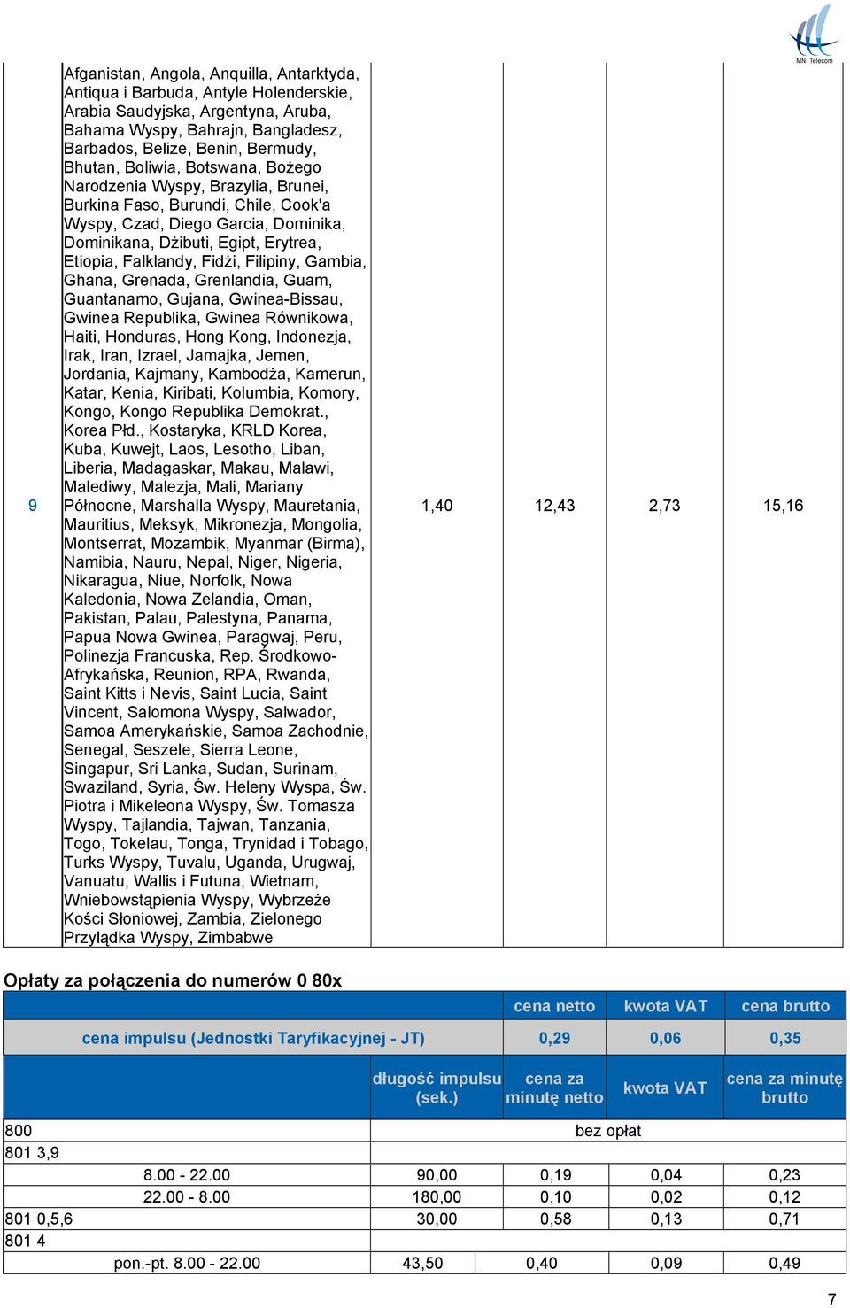 Filipiny, Gambia, Ghana, Grenada, Grenlandia, Guam, Guantanamo, Gujana, Gwinea-Bissau, Gwinea Republika, Gwinea Równikowa, Haiti, Honduras, Hong Kong, Indonezja, Irak, Iran, Izrael, Jamajka, Jemen,