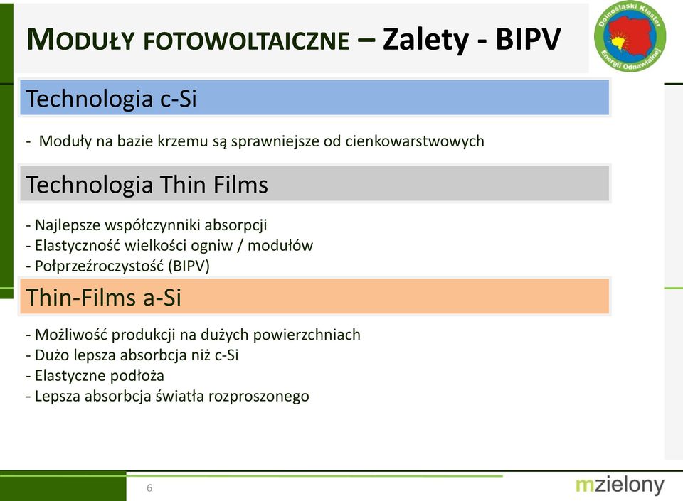 wielkości ogniw / modułów - Połprzeźroczystość (BIPV) Thin-Films a-si - Możliwość produkcji na