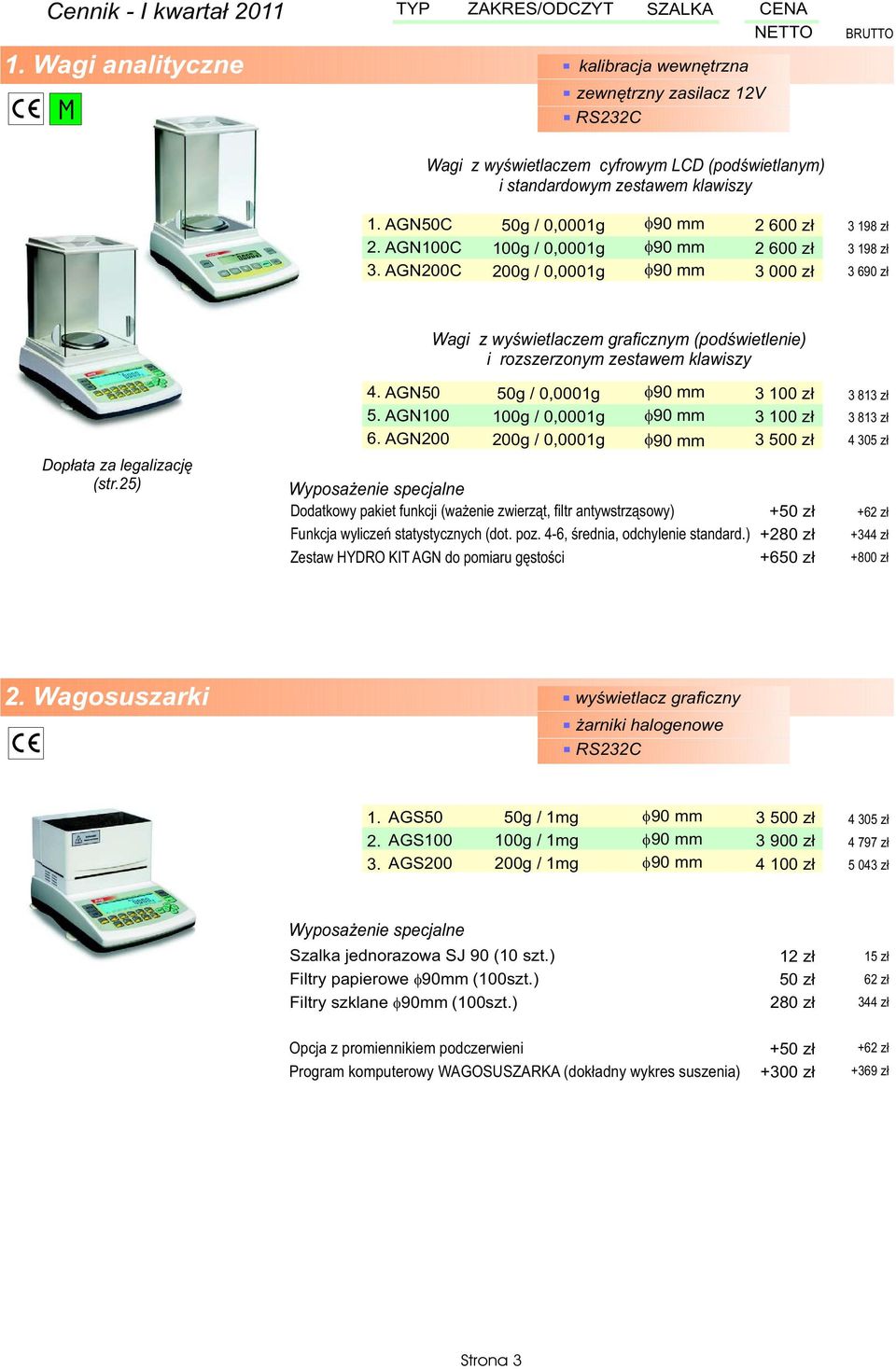 AGN200 Wagi z wyœwietlaczem graficznym (podœwietlenie) i rozszerzonym zestawem klawiszy 50g / 0,0001g 100g / 0,0001g 200g / 0,0001g 90 mm 90 mm 90 mm Dodatkowy pakiet funkcji (wa enie zwierz¹t, filtr