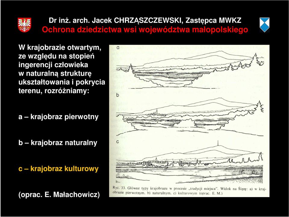 pokrycia terenu, rozróżniamy: a krajobraz pierwotny b