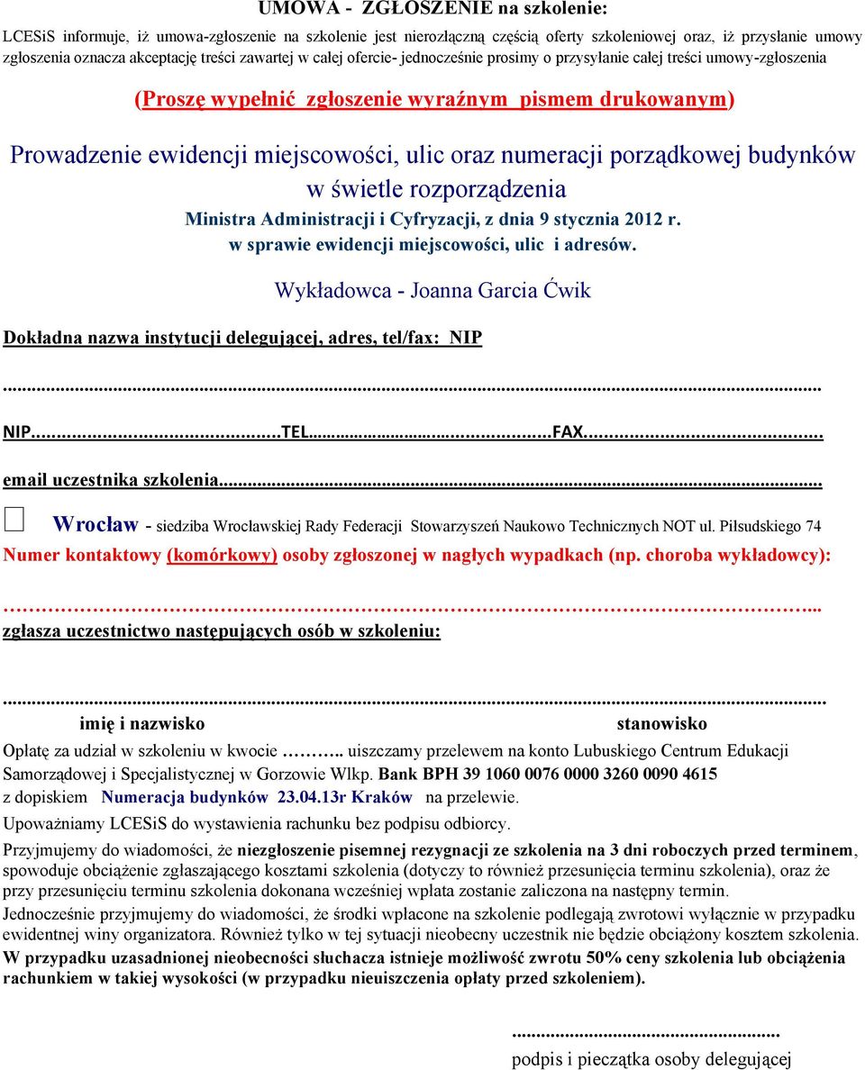 numeracji porządkowej budynków w świetle rozporządzenia Ministra Administracji i Cyfryzacji, z dnia 9 stycznia 2012 r.