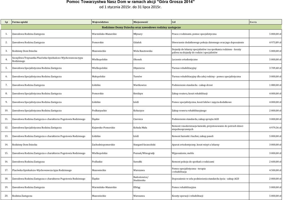 Zawodowa Rodzina Zastępcza Warmińsko-Mazurskie Młynary Praca z rodzinami, pomoc specjalistyczna 2.