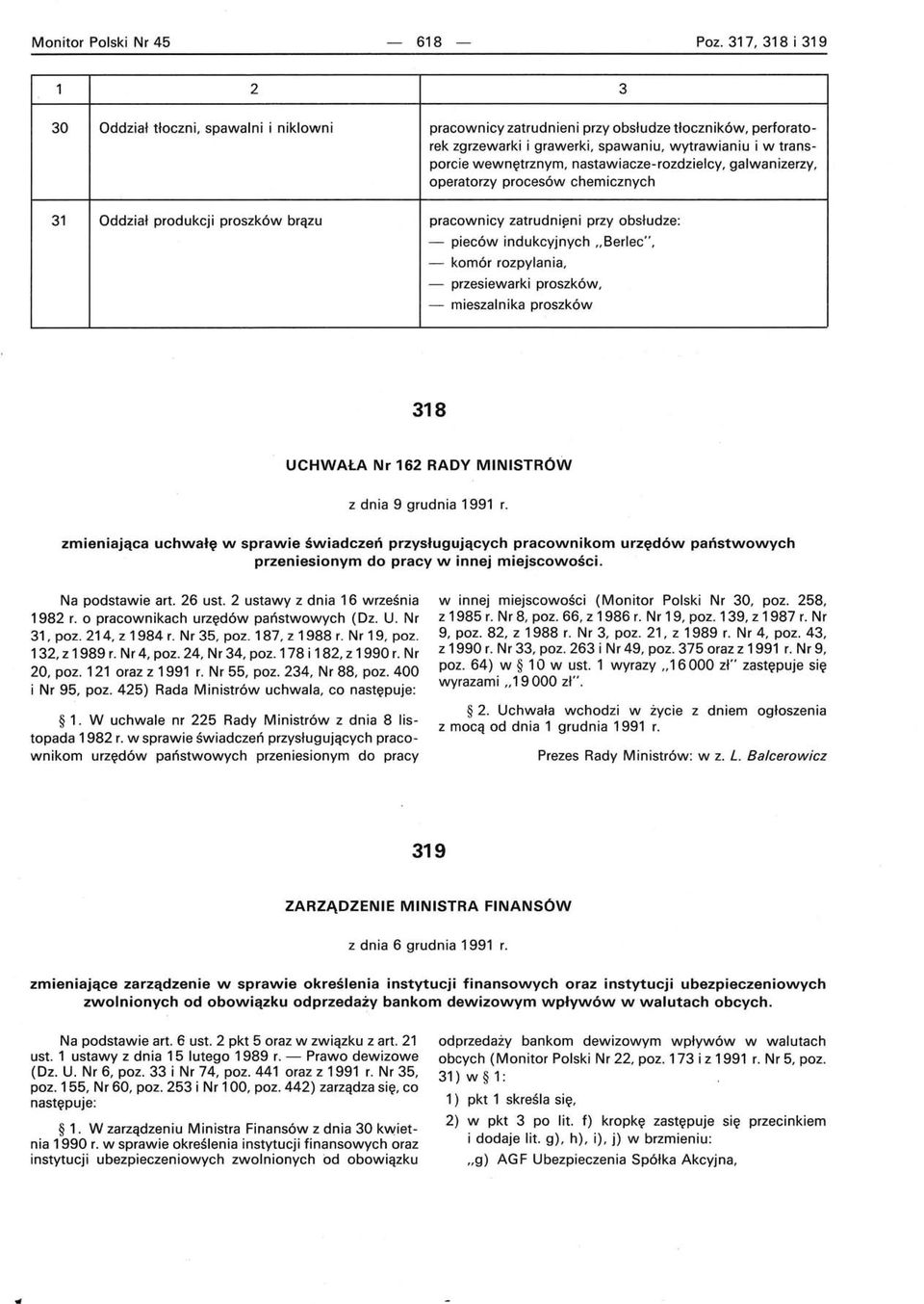 nastawiacze-rozdzielcy, galwanizerzy, operatorzy procesów chemicznych, 31 Oddział produkcji proszków brązu pracownicy zatrudn i ~mi przy obsłudze : - pieców indukcyjnych " Berlec", - komór