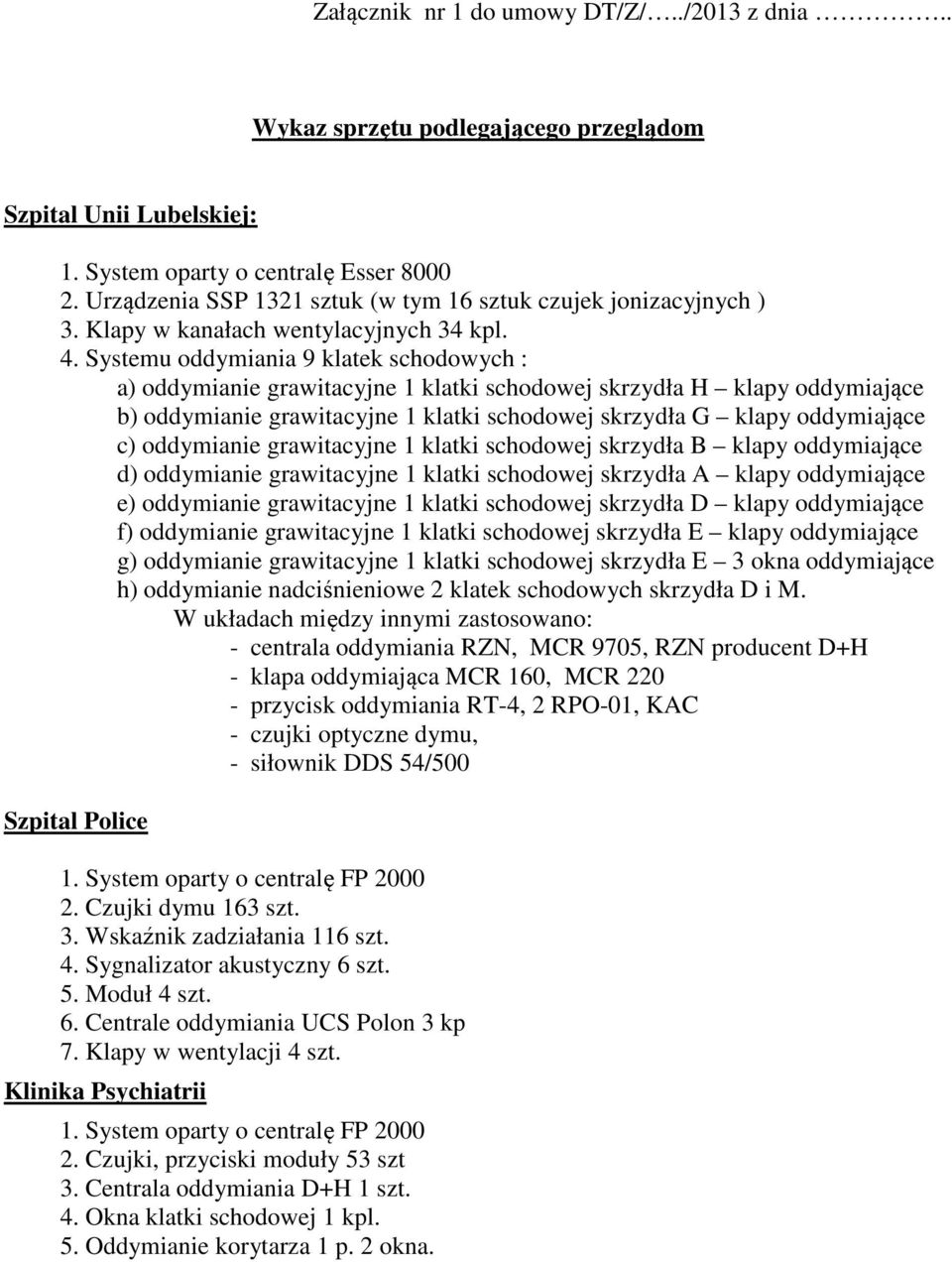 Systemu oddymiania 9 klatek schodowych : a) oddymianie grawitacyjne 1 klatki schodowej skrzydła H klapy oddymiające b) oddymianie grawitacyjne 1 klatki schodowej skrzydła G klapy oddymiające c)