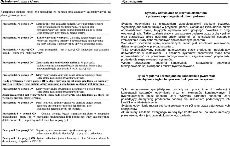 Przełącznik 2 w pozycji ON Limitowany czas wentylacji. Używając potencjometru czas wentylacji może być ustalony.