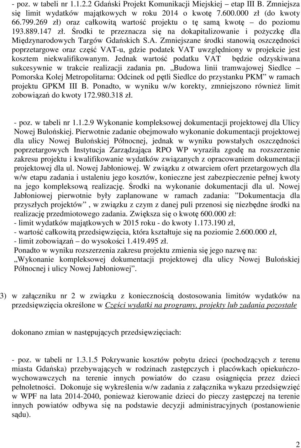 Zmniejszane środki stanowią oszczędności poprzetargowe oraz część VAT-u, gdzie podatek VAT uwzględniony w projekcie jest kosztem niekwalifikowanym.