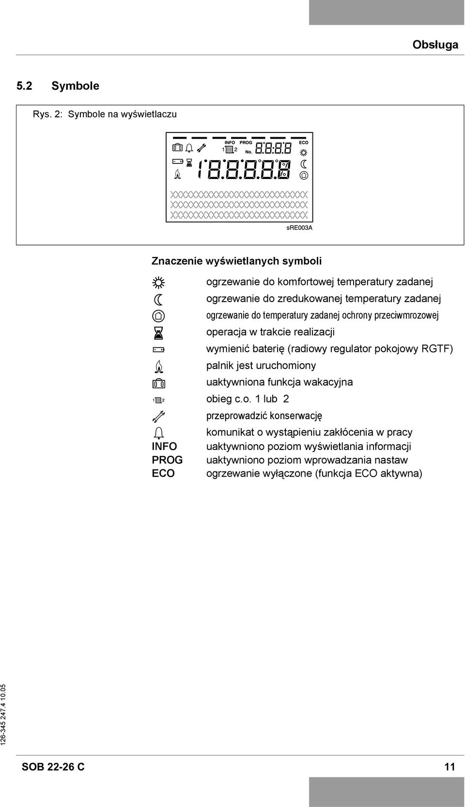 temperatury zadanej ogrzewanie do temperatury zadanej ochrony przeciwmrozowej operacja w trakcie realizacji wymienić baterię (radiowy regulator pokojowy