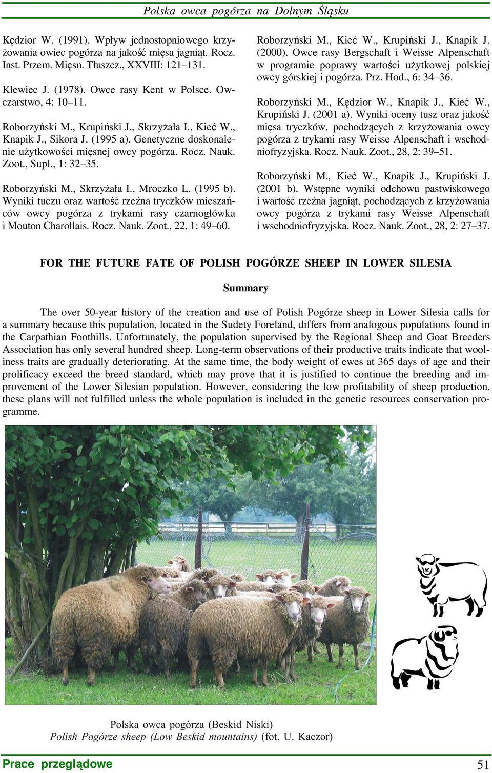 Roborzyński M., Skrzyżała I., Mroczko L. (1995 b). Wyniki tuczu oraz wartość rzeźna tryczków mieszańców owcy pogórza z trykami rasy czarnogłówka i Mouton Charollais. Rocz. Nauk. Zoot., 22, 1: 49 60.