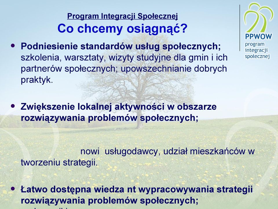 społecznych; upowszechnianie dobrych praktyk.