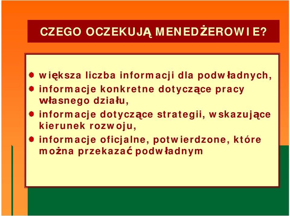 dotyczące pracy własnego działu, informacje dotyczące