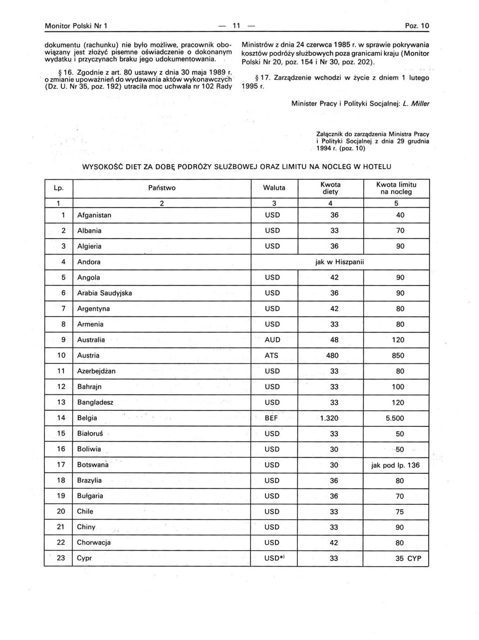 80 ustawy, z dnia 30 maja 1989 r.. o zmianie upoważnień do wydawania aktówwykonawczych. 17. Zarządzenie wchodzi w życie z dniem 1 lutego (Dz. U. Nr 35, poz.