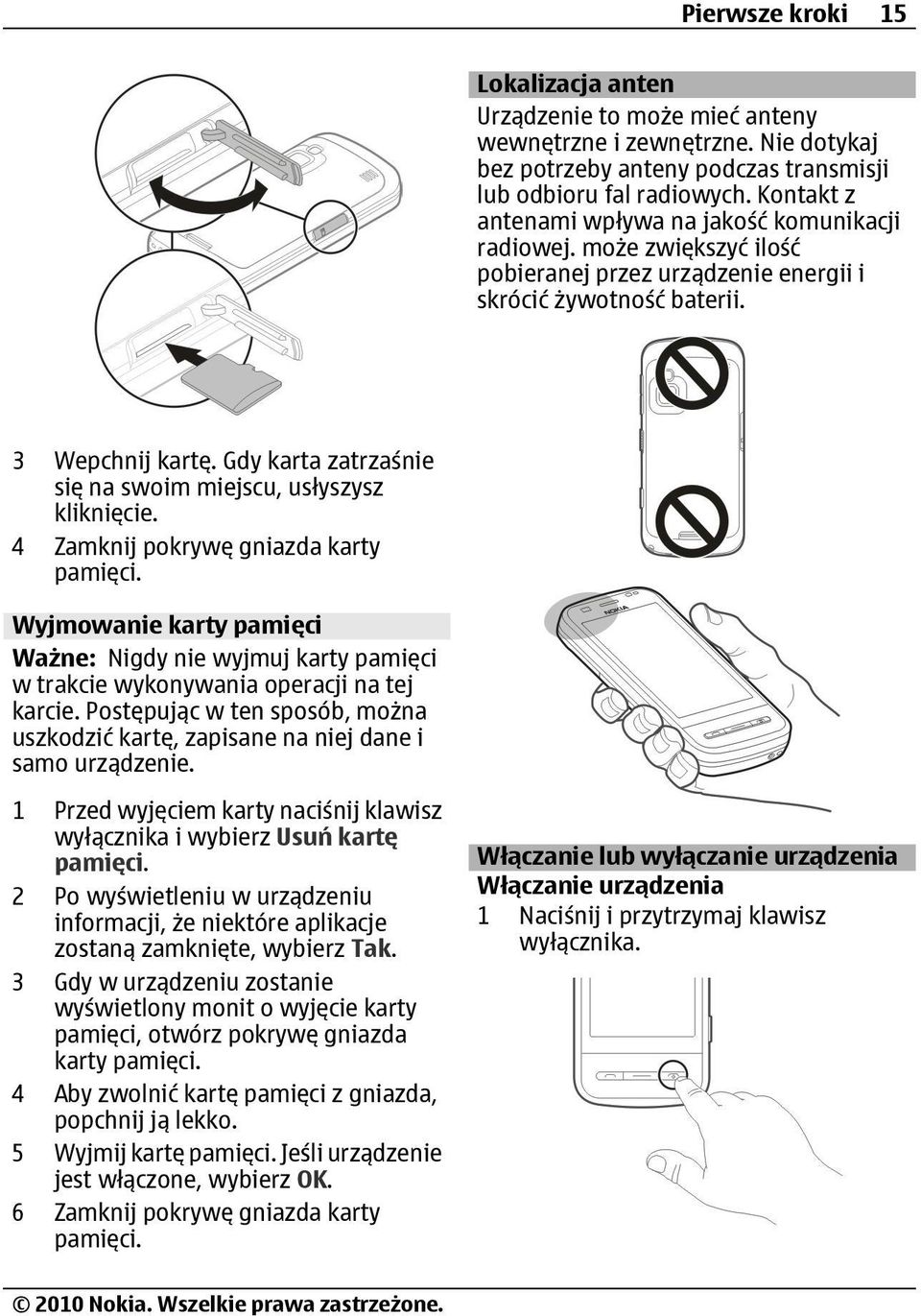 Gdy karta zatrzaśnie się na swoim miejscu, usłyszysz kliknięcie. 4 Zamknij pokrywę gniazda karty pamięci.