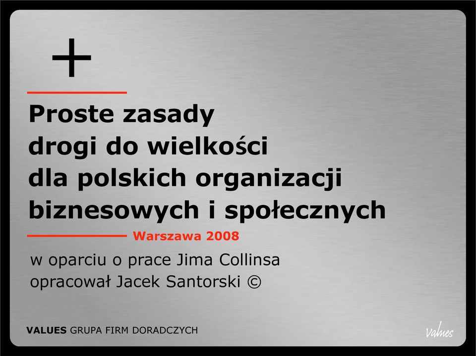 Warszawa 2008 w oparciu o prace Jima Collinsa