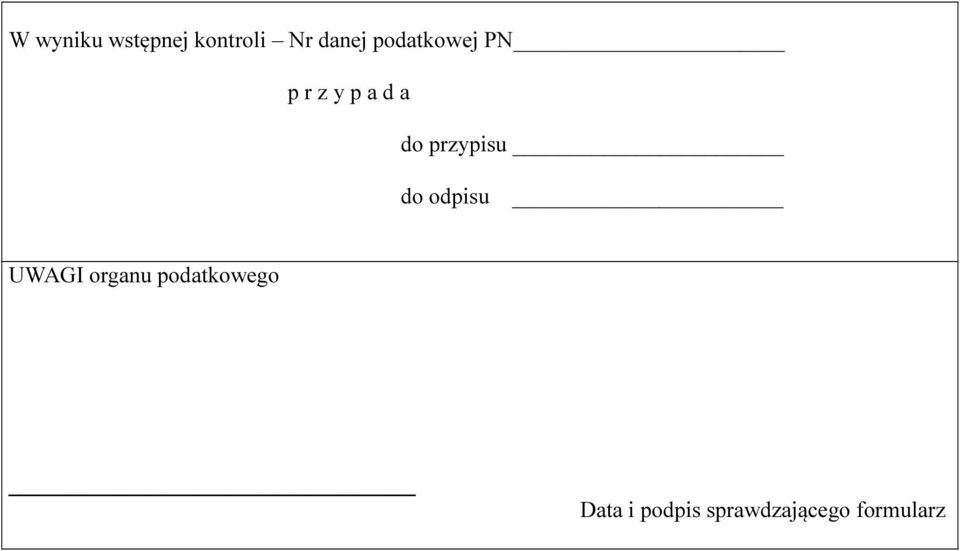 przypisu do odpisu UWAGI organu