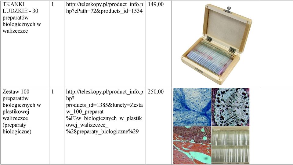 cpath=72&products_id=534 Zestaw 00 preparatów biologicznych w plastikowej walizeczce