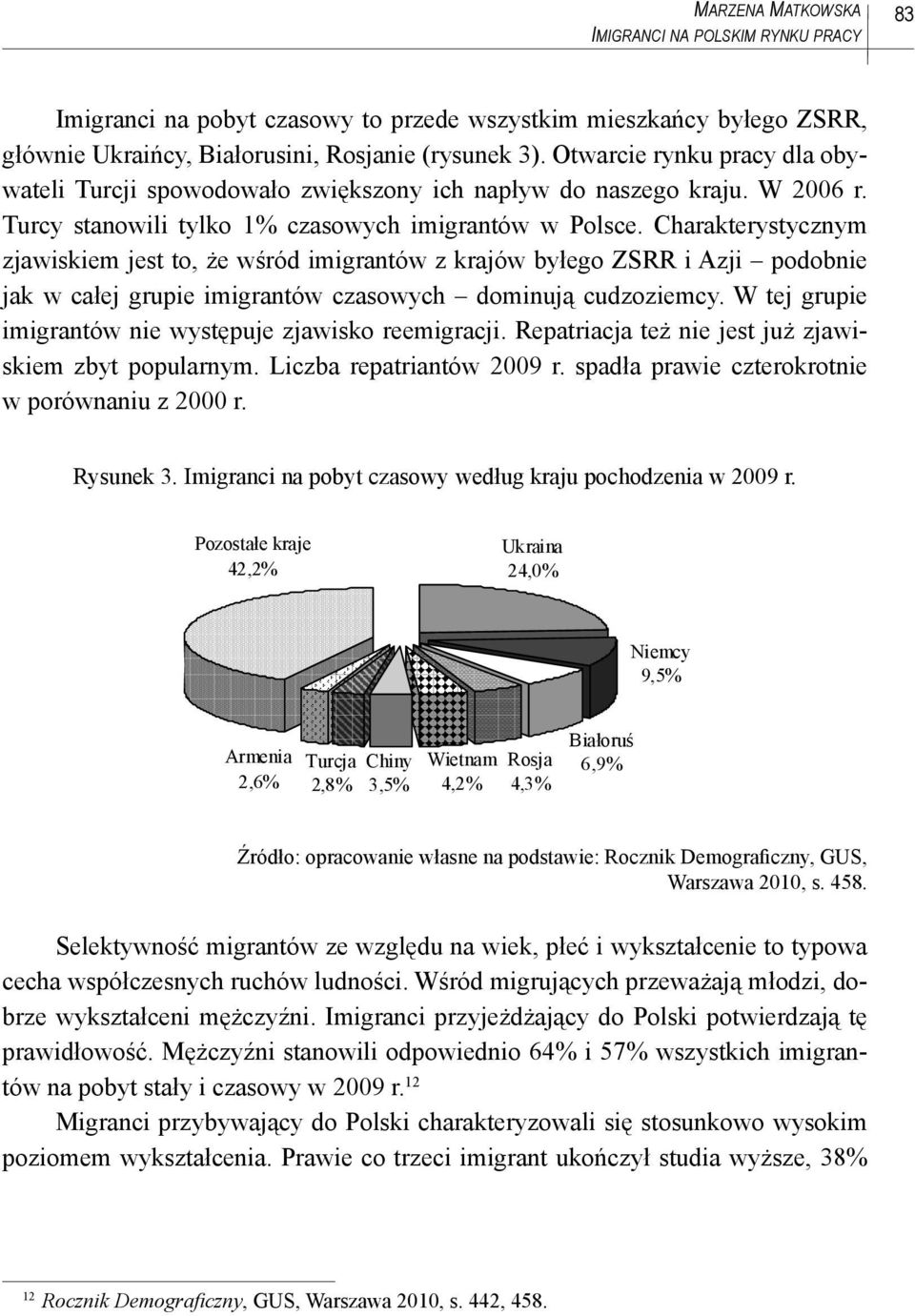 Charakterystycznym zjawiskiem jest to, że wśród imigrantów z krajów byłego ZSRR i Azji podobnie jak w całej grupie imigrantów czasowych dominują cudzoziemcy.