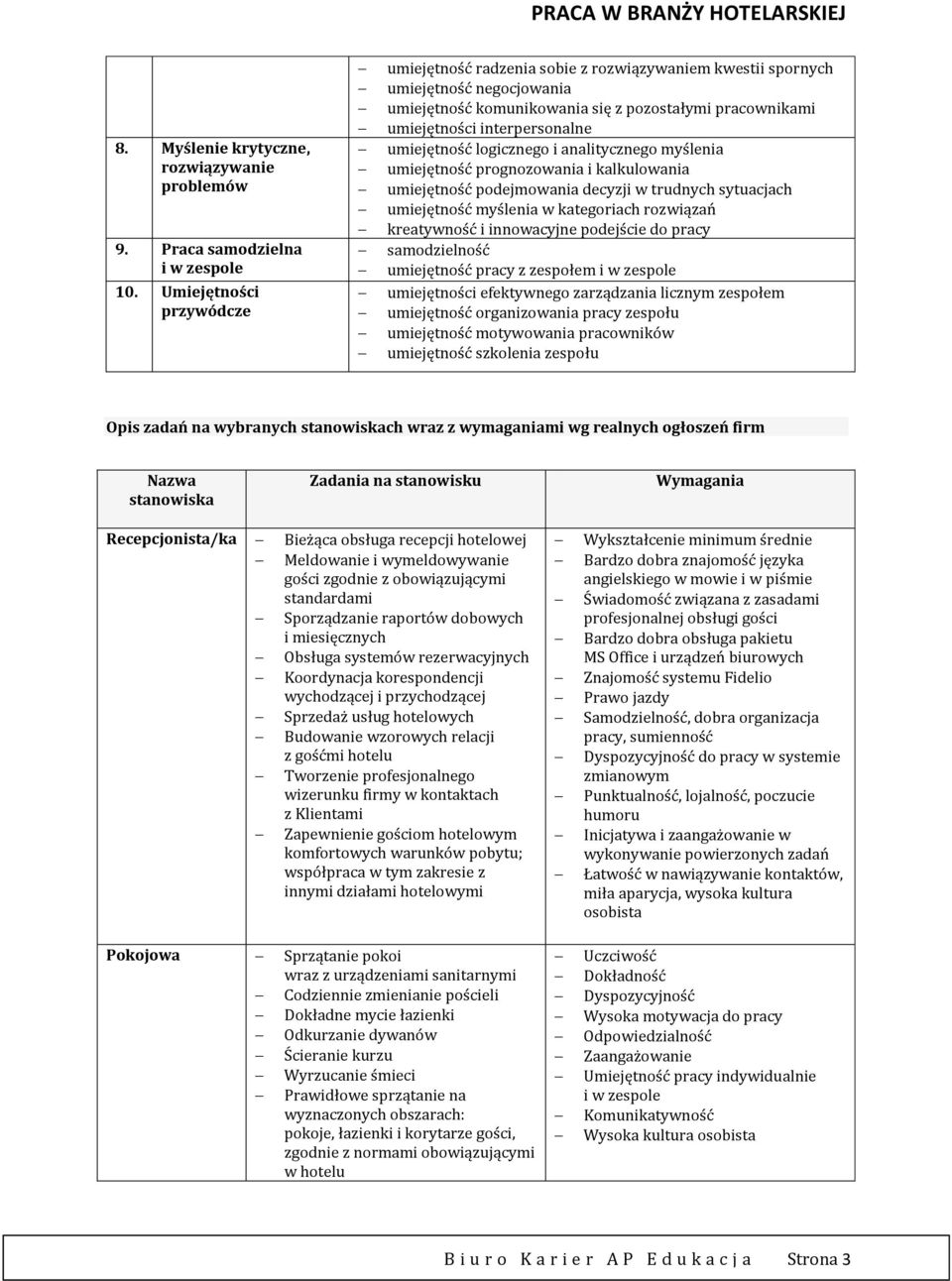 umiejętność logicznego i analitycznego myślenia umiejętność prognozowania i kalkulowania umiejętność podejmowania decyzji w trudnych sytuacjach umiejętność myślenia w kategoriach rozwiązań