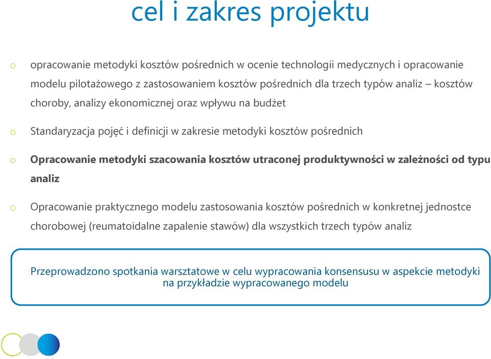 szacwania ksztów utracnej prduktywnści w zależnści d typu analiz Opracwanie praktyczneg mdelu zastswania ksztów pśrednich w knkretnej jednstce chrbwej