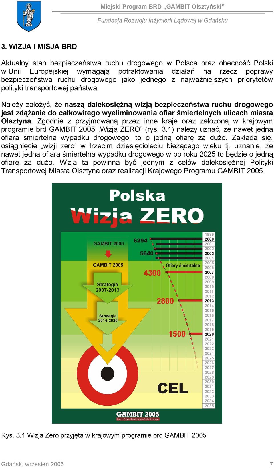 Należy założyć, że naszą dalekosiężną wizją bezpieczeństwa ruchu drogowego jest zdążanie do całkowitego wyeliminowania ofiar śmiertelnych ulicach miasta Olsztyna.