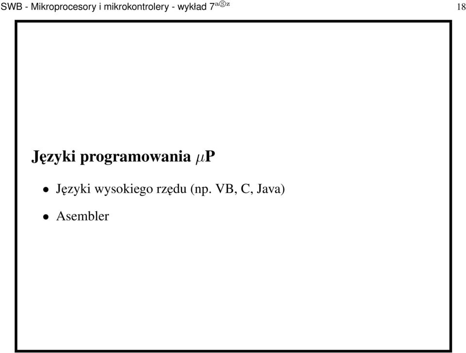 18 Języki programowaniaµp Języki