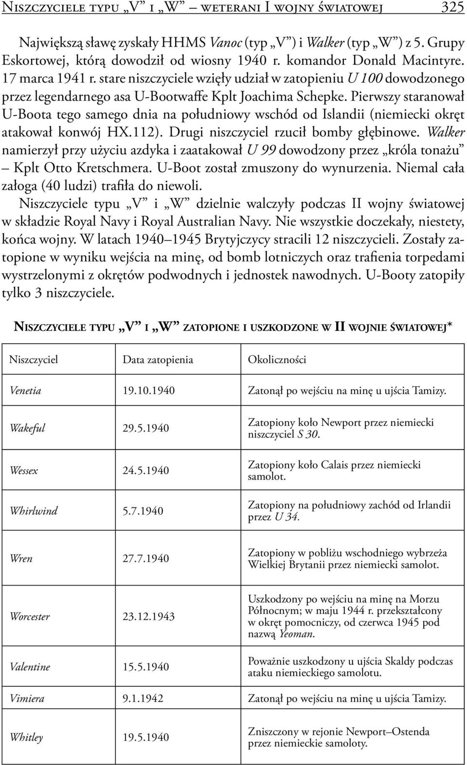 Pierwszy staranował U-Boota tego samego dnia na południowy wschód od Islandii (niemiecki okręt atakował konwój HX.112). Drugi niszczyciel rzucił bomby głębinowe.