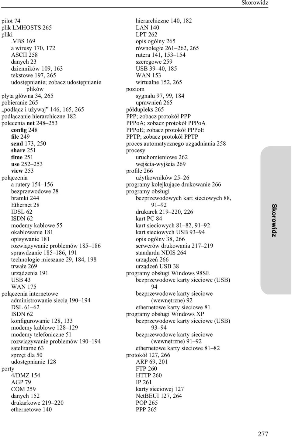 podłączanie hierarchiczne 182 polecenia net 248 253 conìg 248 Ìle 249 send 173, 250 share 251 time 251 use 252 253 view 253 połączenia a rutery 154 156 bezprzewodowe 28 bramki 244 Ethernet 28 IDSL 62