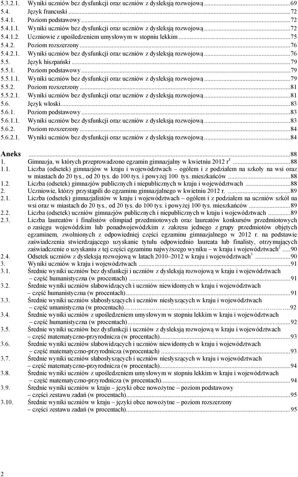 5.2.1. Wyniki uczniów bez dysfunkcji oraz uczniów z dysleksją rozwojową... 81 5.6. Język włoski... 83 5.6.1. Poziom podstawowy... 83 5.6.1.1. Wyniki uczniów bez dysfunkcji oraz uczniów z dysleksją rozwojową... 83 5.6.2. Poziom rozszerzony.