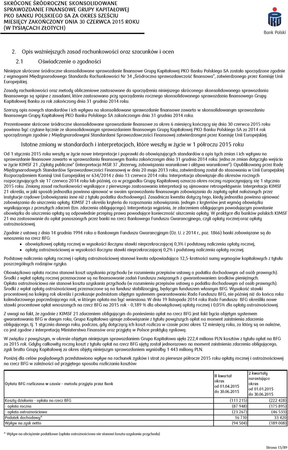 Standardu Rachunkowości Nr 34 Śródroczna sprawozdawczość finansowa, zatwierdzonego przez Komisję Unii Europejskiej.